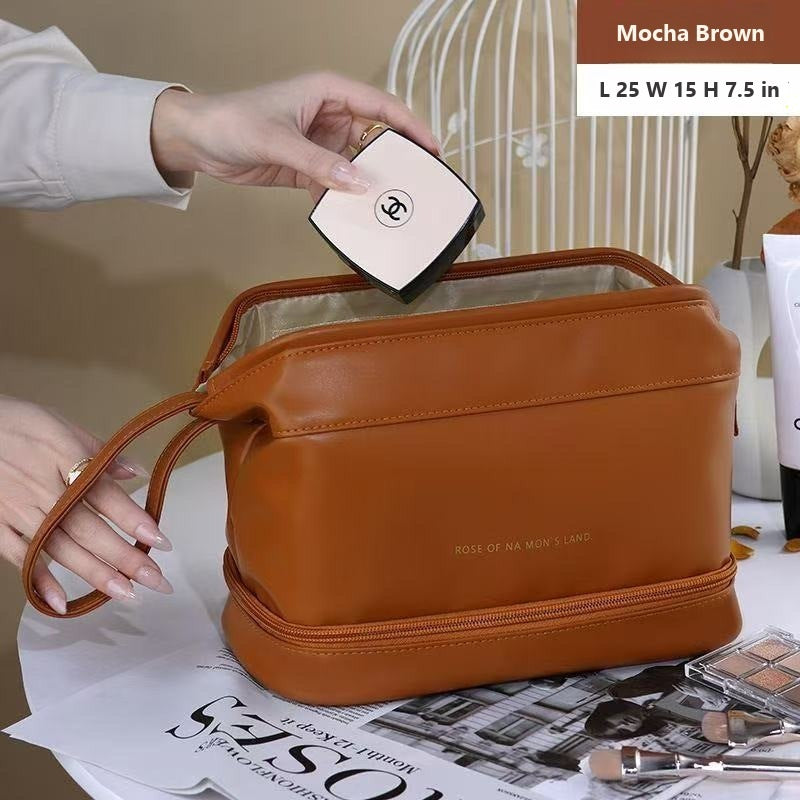 Cloud Double-Layer Makeup Bag - Brown