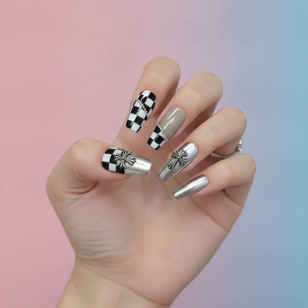 Sacred Cross Nail Art Set - Silver Cross