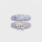 Watercolor Floral Pearl Hair Clip Set Purple Floral
