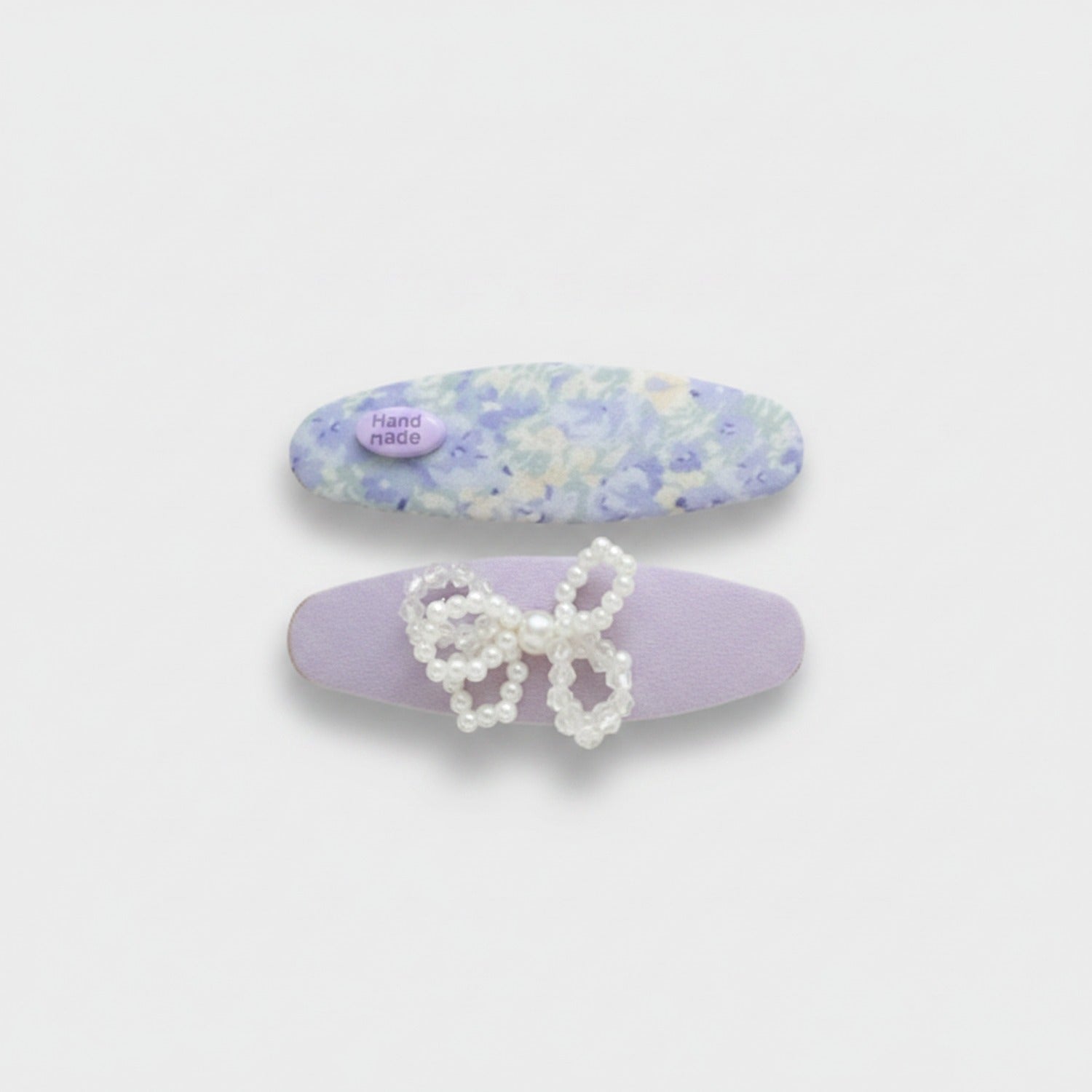 Watercolor Floral Pearl Hair Clip Set Purple Floral