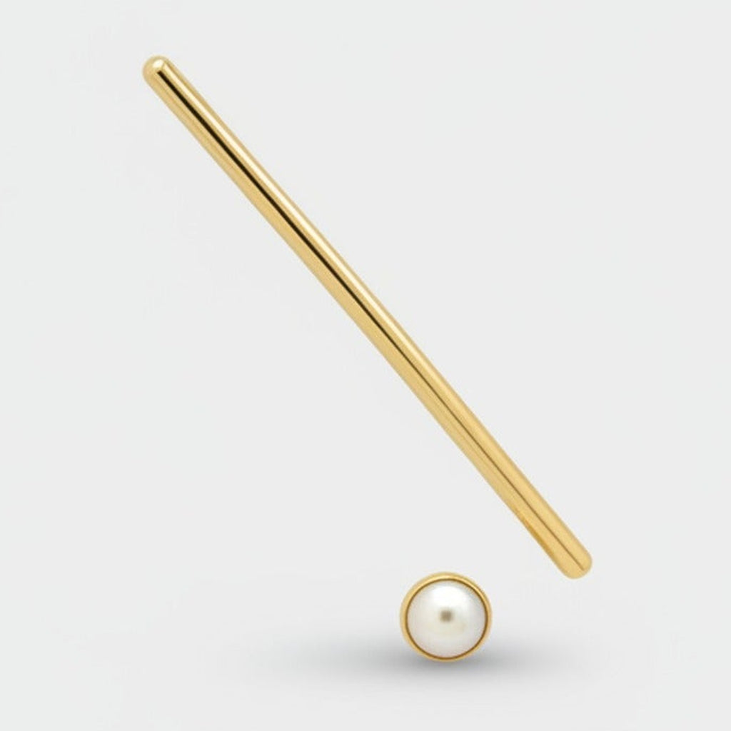 Pearl Gold Straight Bar Stud Earrings – jewelry (view 1)