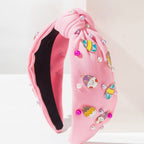 Padded Headband With Charm Embellishments - Pink – hair accessories (view 1)