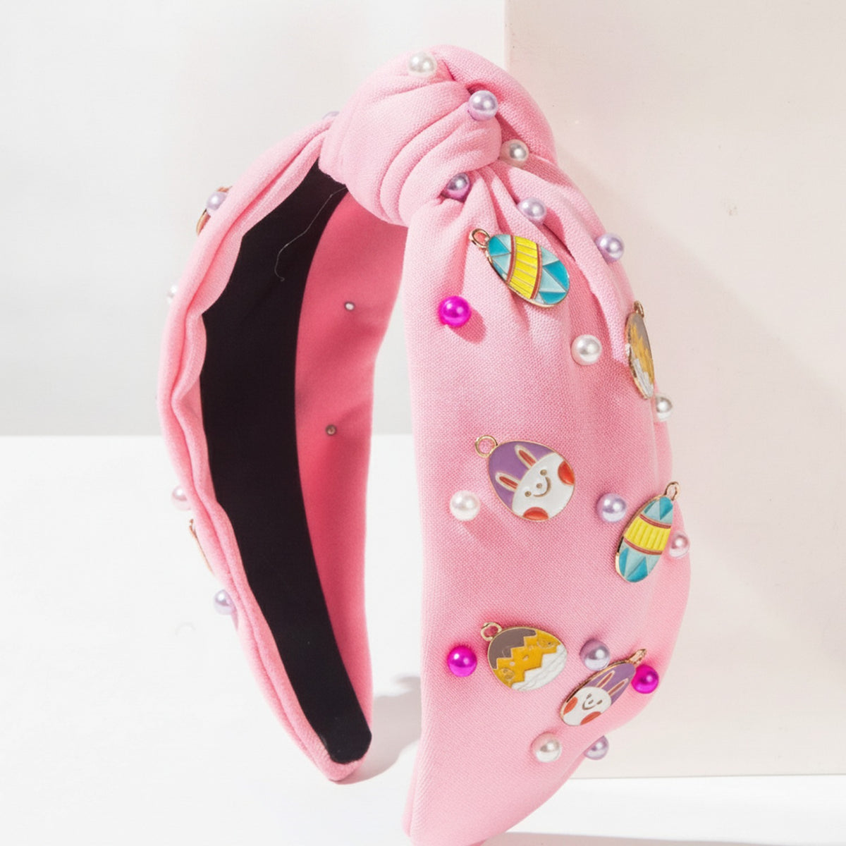 Padded Headband With Charm Embellishments - Pink – hair accessories (view 1)