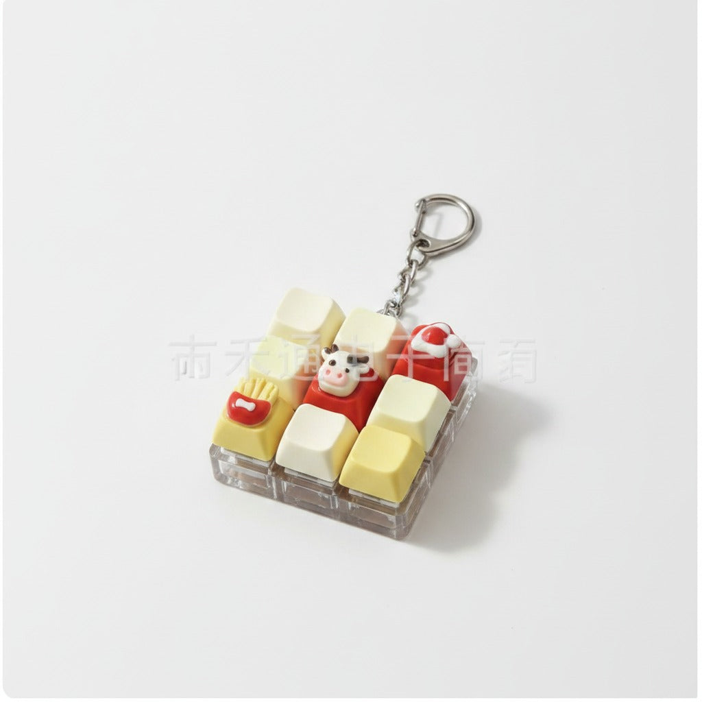 Mini Keyboard Keychain - Red & Cream Type 2