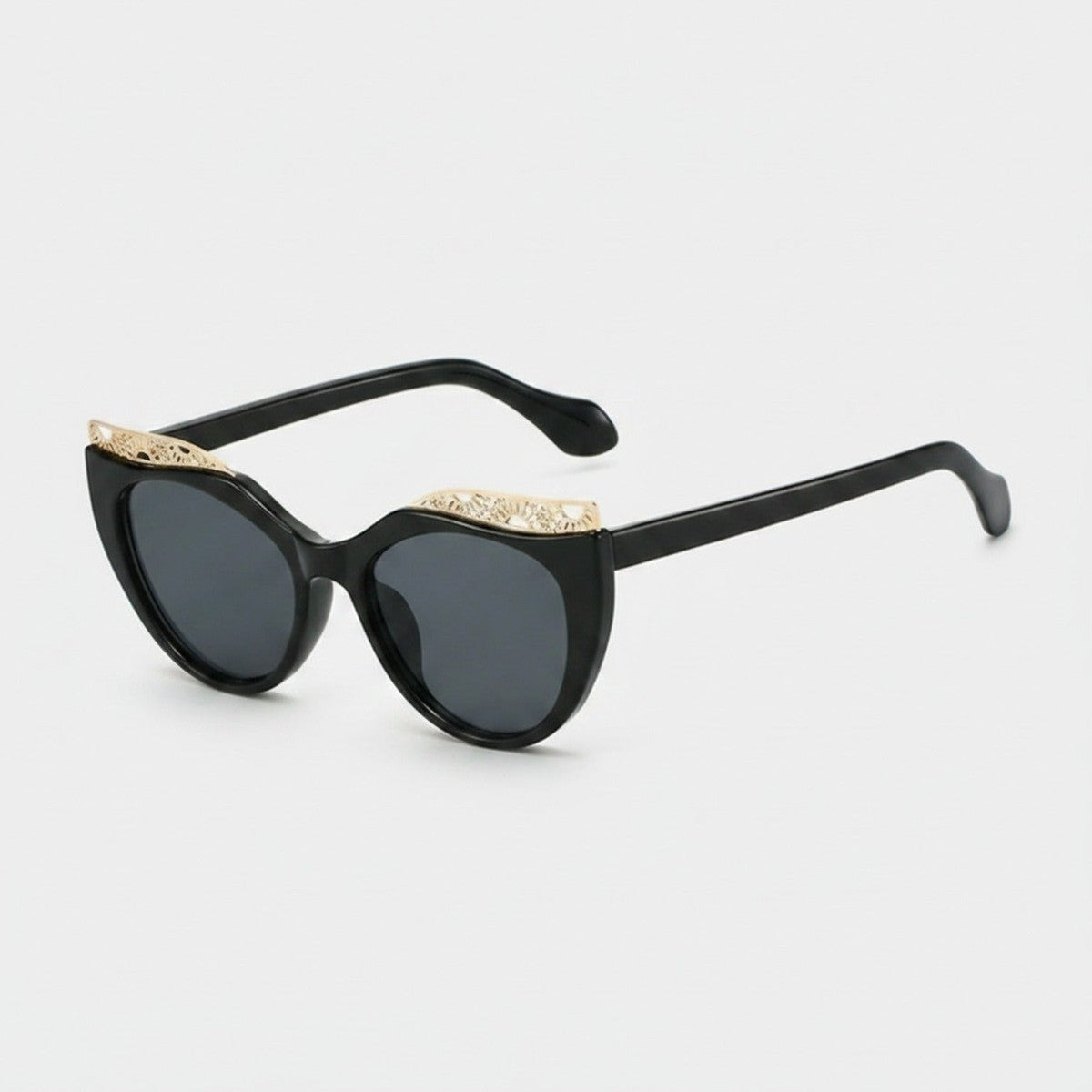 Black Cat Eye Sunglasses With Gold Detail – eyewear (view 1)