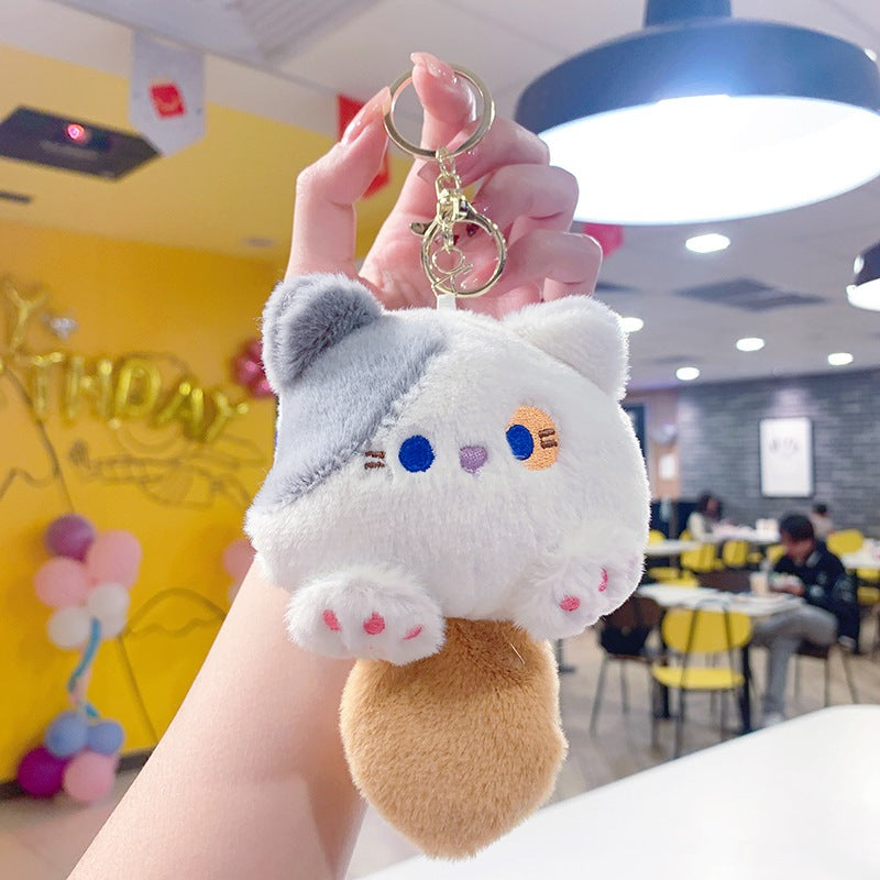 Cute Round Cat Plush Keychain Wedding Gift Toy - Gray