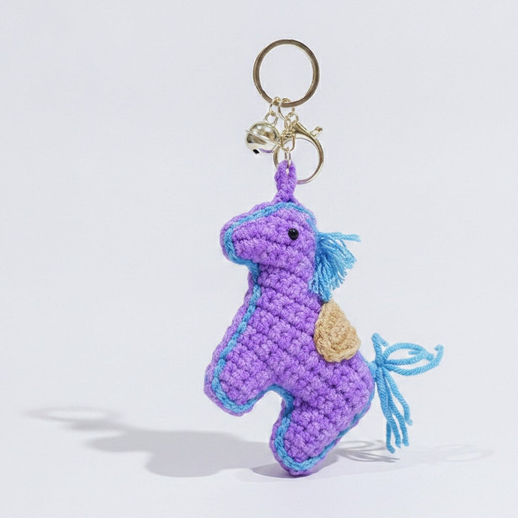 Plush Crocheted Pony Keychain - Purple – novelty & toys (view 1)