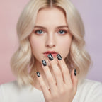 Cat's Eye Nail Tips Press-On Set - Silver Shimmer