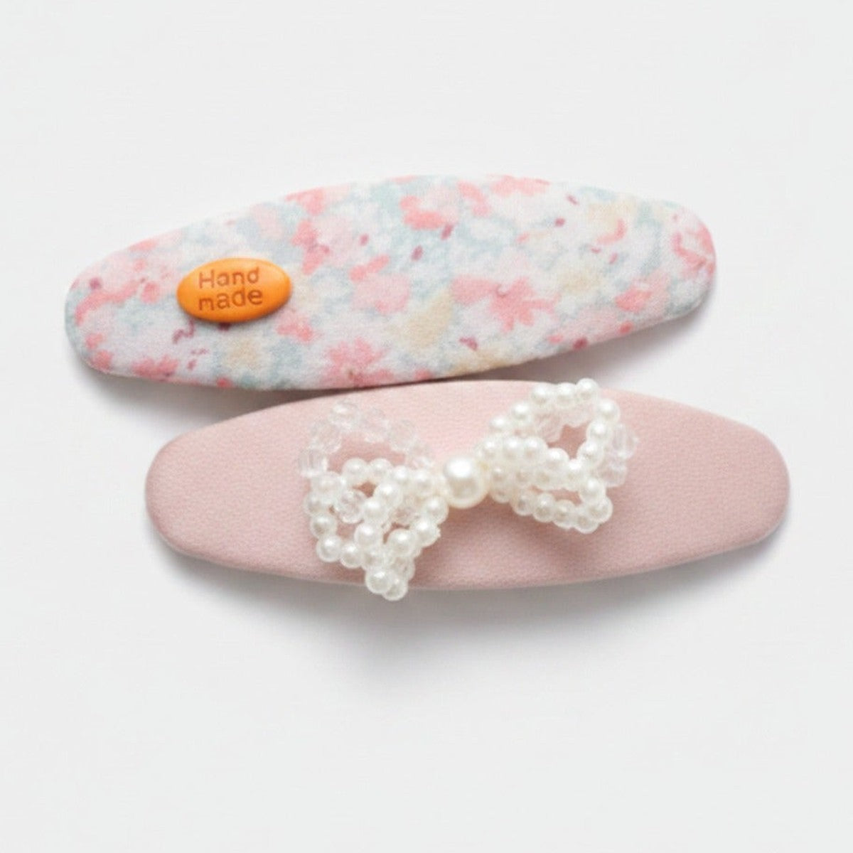 Watercolor Floral Pearl Hair Clip Set - Pink Floral – hair accessories (view 1)