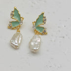 Baroque Pearl Drop Earrings - Gold Pearl