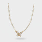Pearl Necklace With Butterfly Charm Pendant – jewelry (view 1)