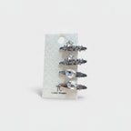 Gemstone Heart Claw Hair Clip Set Clear Happy