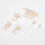 Pearl Hair Pin Set - Silver & White Pearl