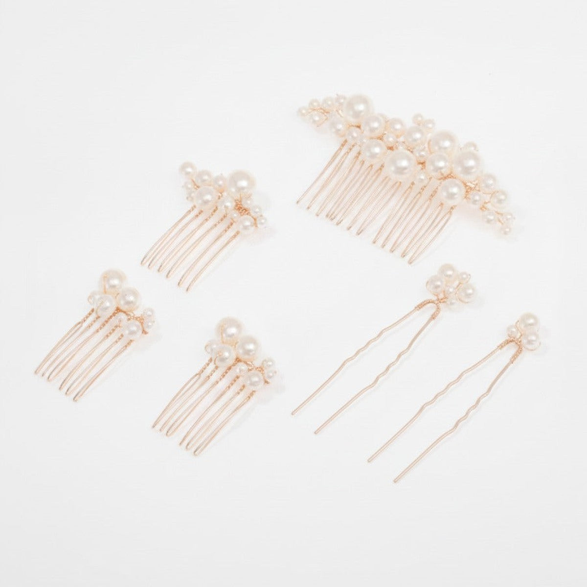 Pearl Hair Pin Set - Silver & White Pearl