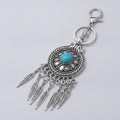 Turquoise Dreamcatcher Keychain - Silver