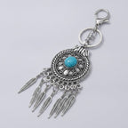 Turquoise Dreamcatcher Keychain - Silver