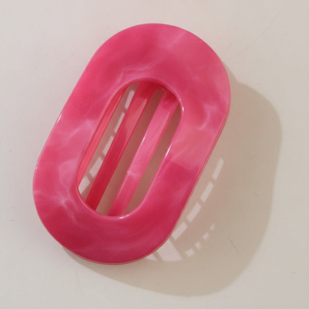 Puffy Oval Hair Claw Clip - Hot Pink
