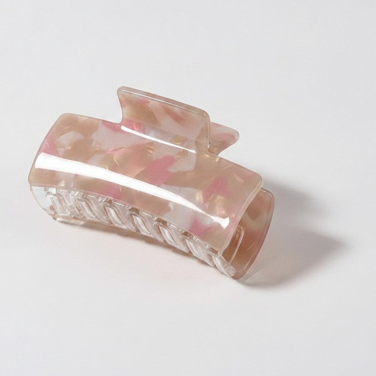 Hair Claw With Ribbed Metal Base - Blush Floral – hair accessories (view 1)