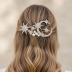 Celestial Star & Moon Hair Comb Silver Crystal