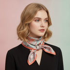 Paisley Patchwork Square Scarf - Coral & Mint Mix