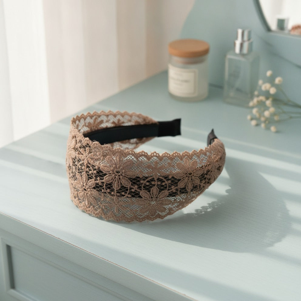 Lace Padded Headband - Khaki