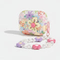 Floral Charm Earbud Case with Beaded Chain - Pastel Floral (for AirPods Pro 2)