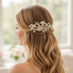 Crystallized Flower Hair Comb Gold