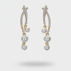 Pearl Drop Rhinestone Twist Earrings – jewelry (view 1)