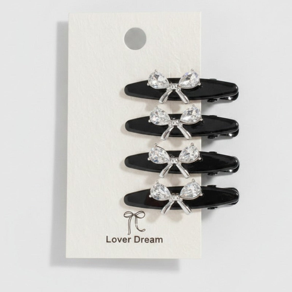 Rhinestone Clip Hair Pin Set - Bow Rhinestone – hair accessories (view 1)
