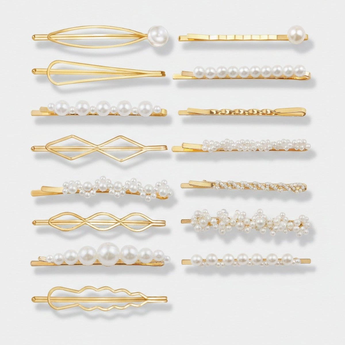 Pearl & Gold Hair Clip Set Collection – hair accessories (view 1)