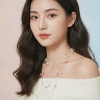 Layered Pearl & Star Necklace - Gold