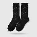 Black Lace Bow Heart Crew Socks – apparel accessories (view 1)