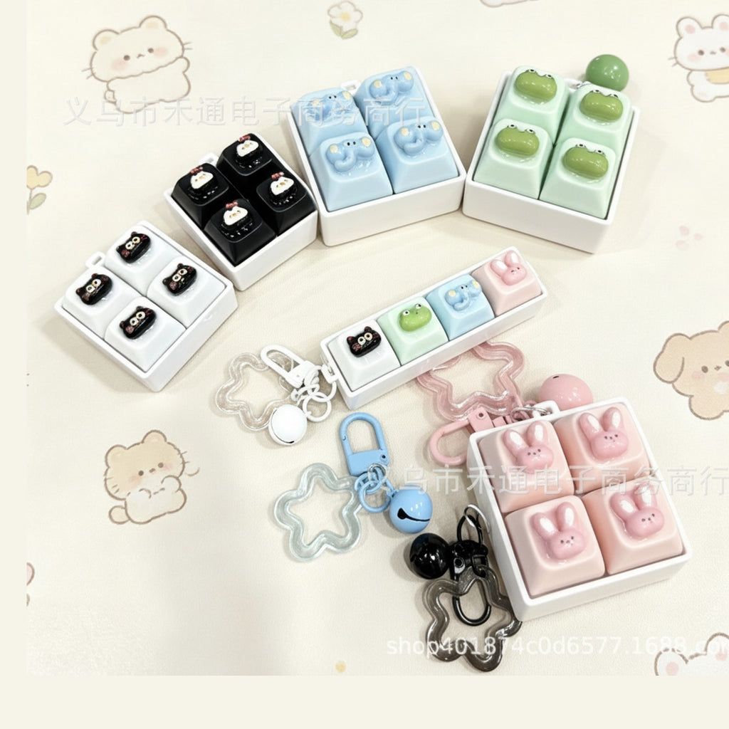 Cute Critter Keychain Set - Pink Bunny