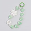 Beaded Heart Charm Keychain - Green