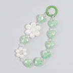 Beaded Heart Charm Keychain - Green