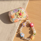 Floral Charm Earbud Case with Beaded Chain - Pastel Floral (for AirPods Pro 3)