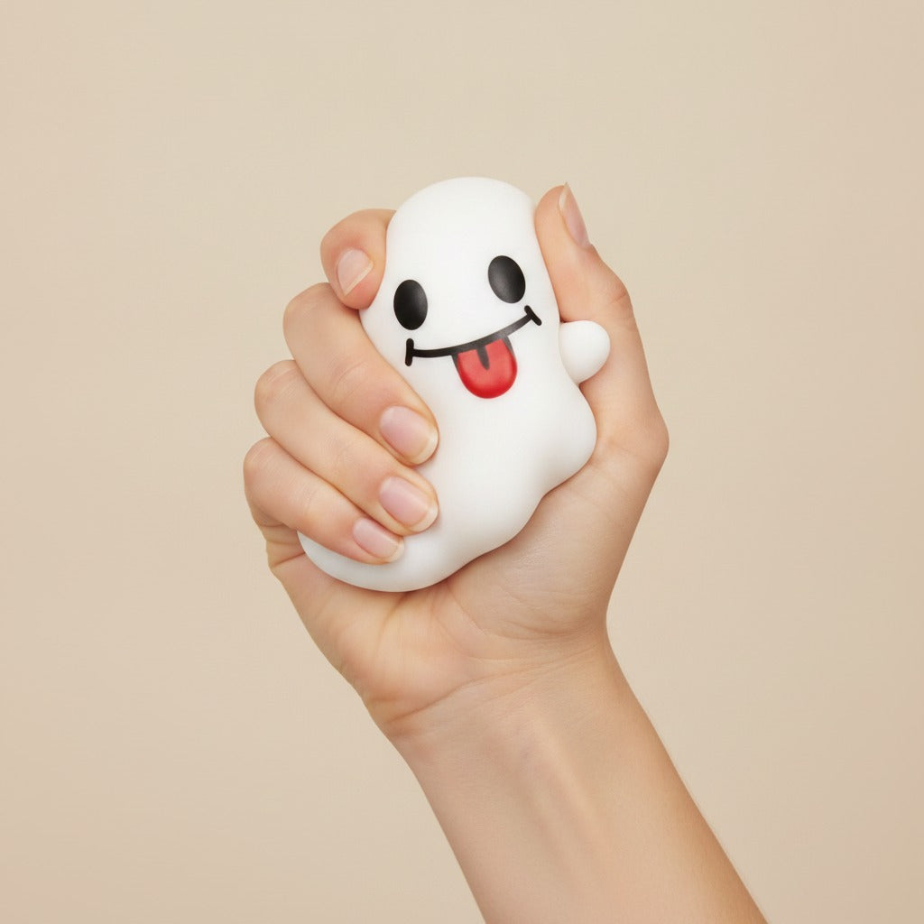 Ghost Squishy with Tongue Out Toy - squeeze in hand