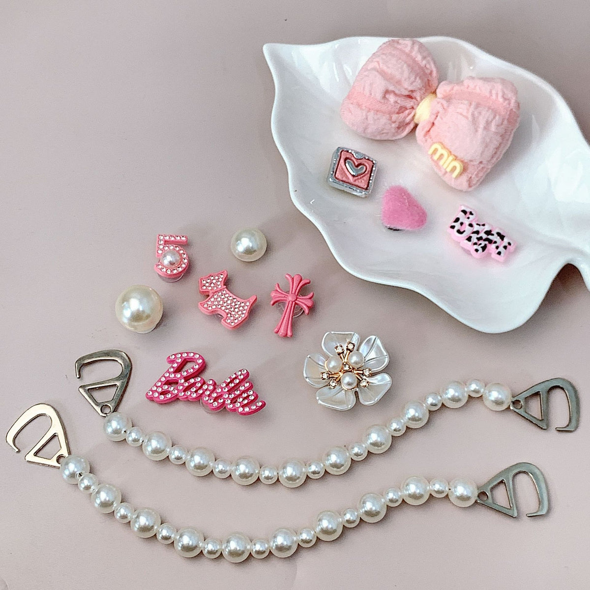 Pink Rose Flower Shoe Charms DIY Clog Accessories