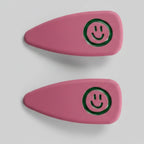 Pink Smiley Face Hair Clips Pair – hair accessories (view 1)
