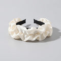 Ruched Fabric Padded Headband - Beige Intestine Ruffle 6cm – hair accessories (view 1)