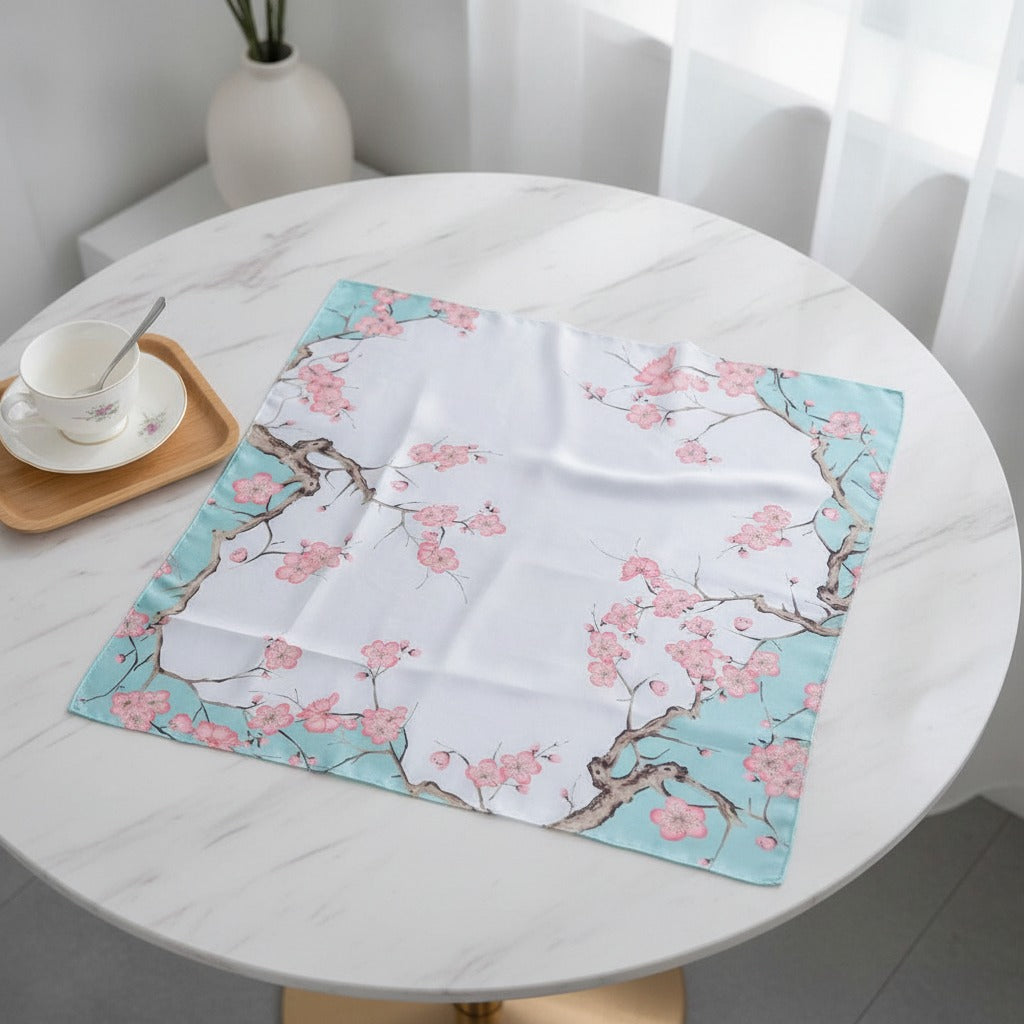 Delicate Floral Square Scarf - Cream Floral Alt