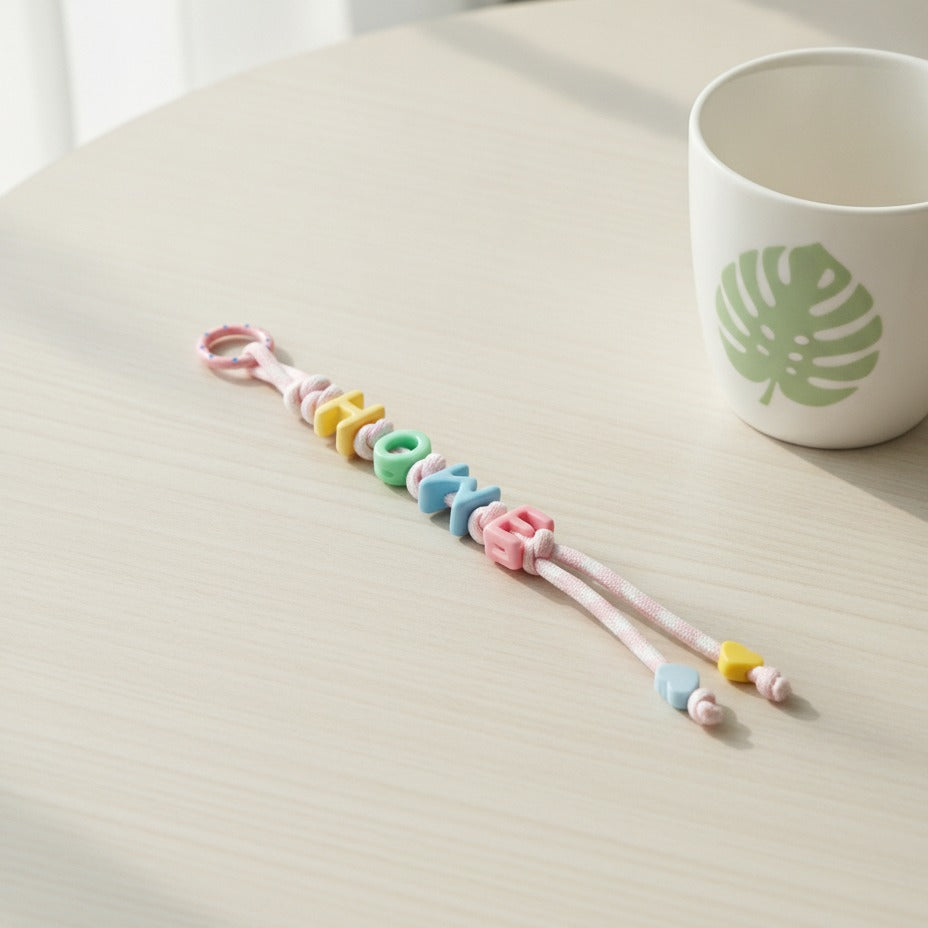 Beaded Letter Charm Keychain - Type 3