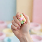 Pastel Swirl Donut Squishy - Blue Pink Swirl - squeeze in hand