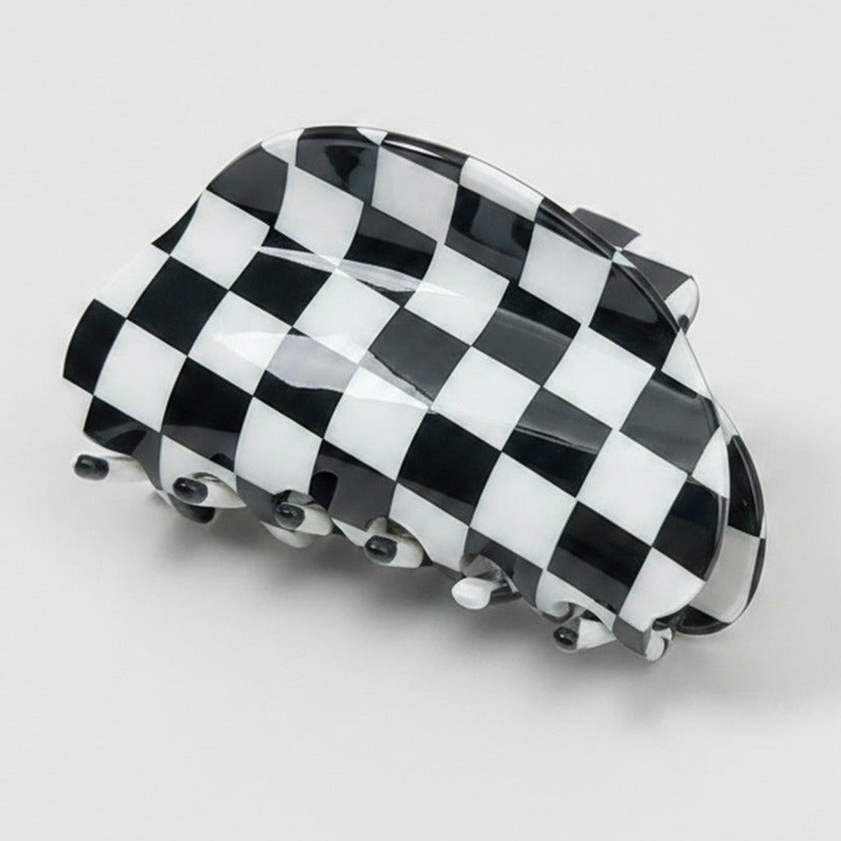 Hair Claws - Black White Grid 8.5cm – hair accessories (view 1)