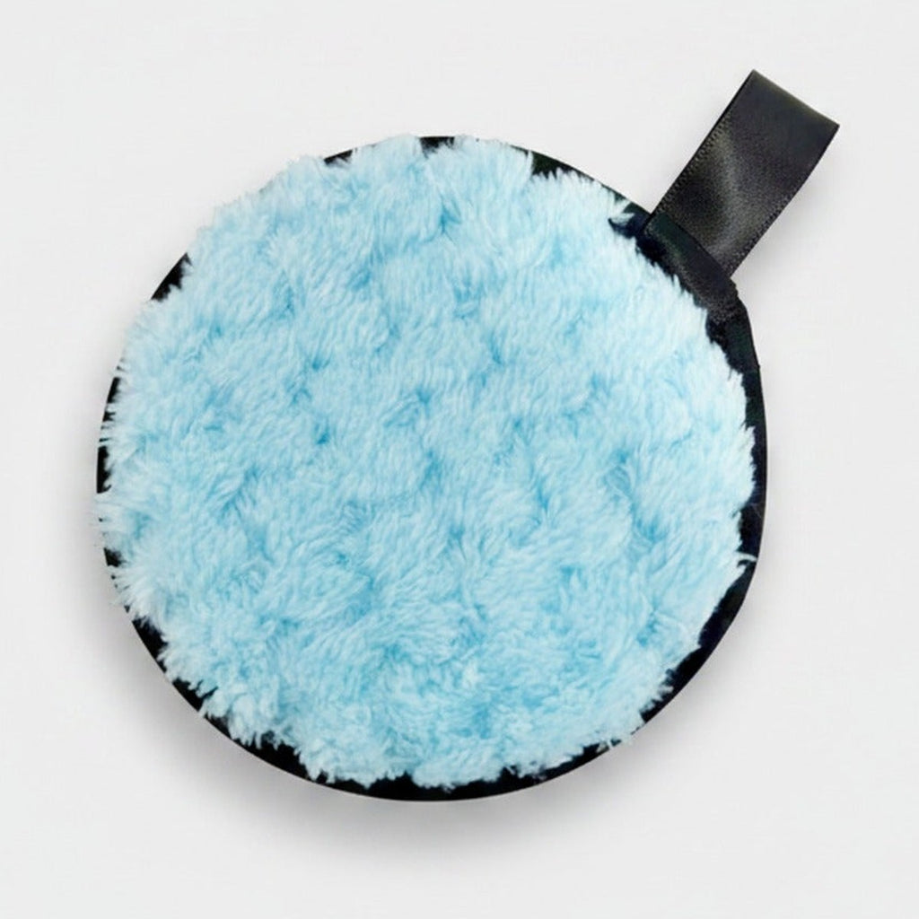 Light Blue Fluffy Makeup Remover Pads With Strap – Korean beauty tool (view 1)