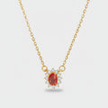 Red Oval Rhinestone Flower Pendant Gold Chain Necklace – jewelry (view 1)