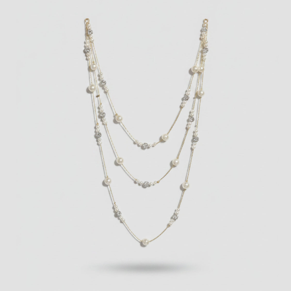 Layered Pearl & Star Necklace - Gold