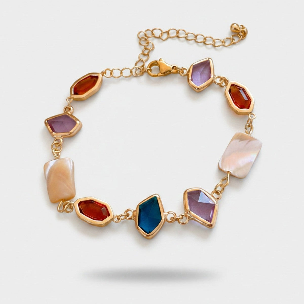 Colorful Gemstone Gold Chain Bracelet – jewelry (view 1)