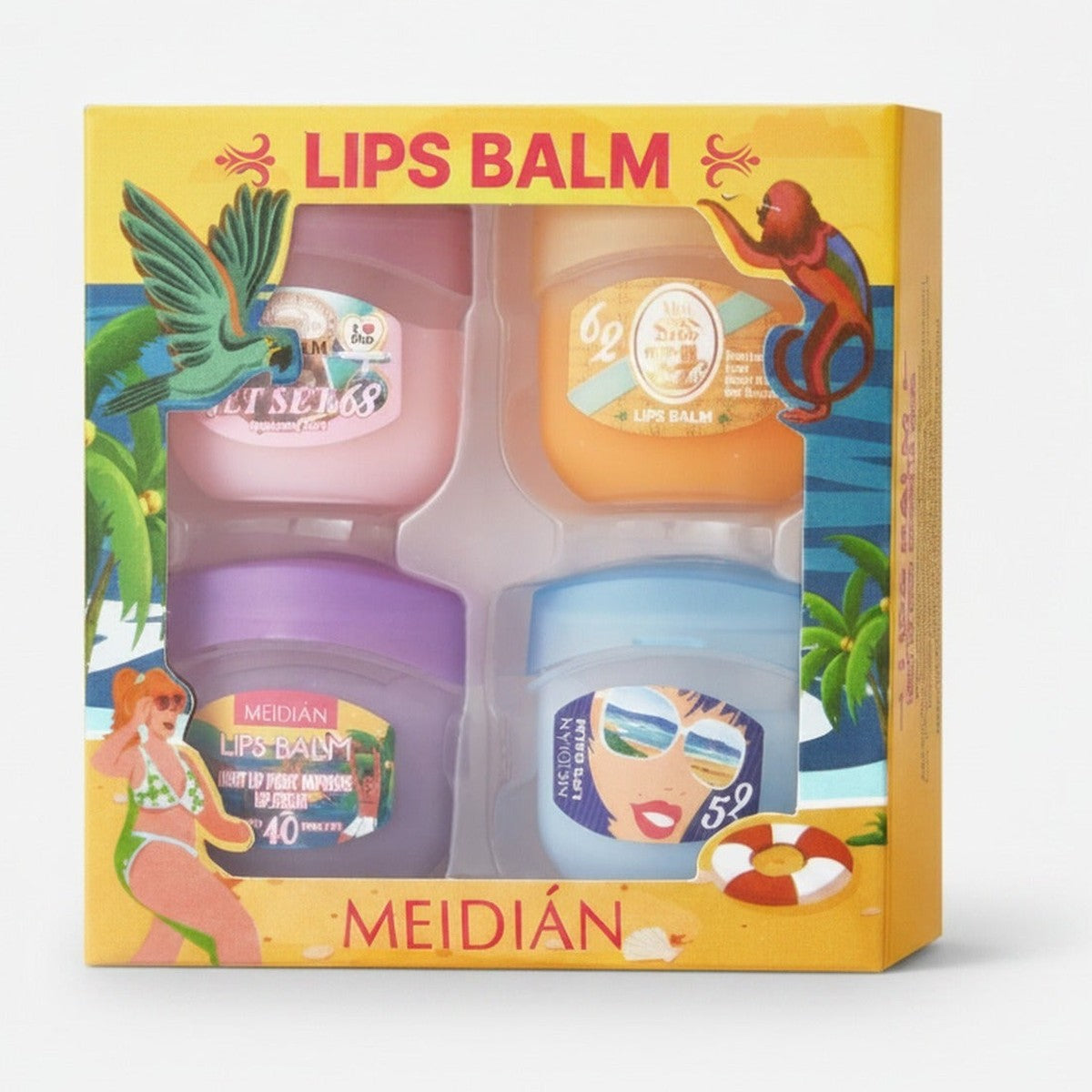 Tropical Lips Balm Set Four-Pack Rainbow Colors – Korean beauty tool (view 1)