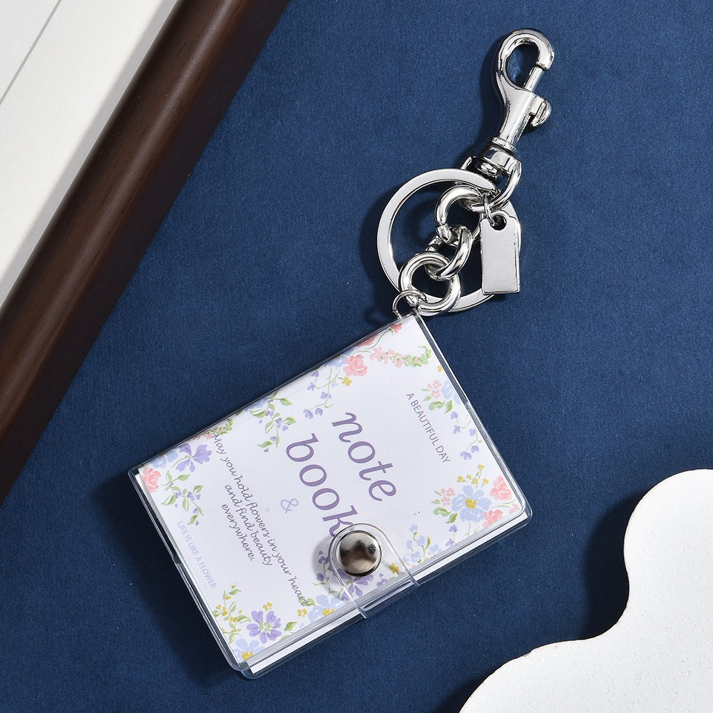 Mini Floral Notebook Keychain Waterproof Charm Gift - Type 5